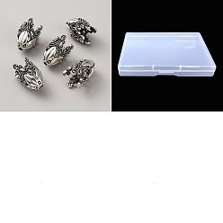Antique Silver 2 Bags Alloy Bead Caps, Flower, Antique Silver, 29x18.5~19mm, Hole: 3.7~3.8mm, 5pcs/bag