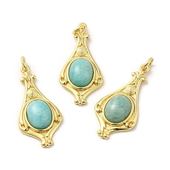 Amazonite Natural Amazonite Pendants, Teardrop Charms with Rack Plating Platinum Tone Brass Findings, Cadmium Free & Lead Free, 30x14.5x5.7mm, Hole: 2.7mm