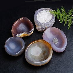 Natural Agate Natural Agate Charging Bowl for Cleansing, Recharging Crystal & Reiki Gemstones, Home Decoration, 90~110mm