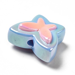 Васильковый Двухцветное УФ-покрытие радужных переливающихся акриловых бусин, бабочка, васильковый, 16.5x20x10.5 мм, отверстие : 2.5 мм