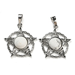 Говлит Природные подвески Говлит, подвеска в виде стойки из латуни со звездой, платина, без кадмия и без свинца, 27.5x25.5x7~8 мм, отверстие : 8x5 мм