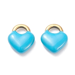Небесно-голубой Ионное покрытие (ip) 304 брелоки из нержавеющей стали, эмалированные блестки, запирать, золотые, голубой, 11x9.5x3.5 мм, отверстие : 3.5x2.5 мм