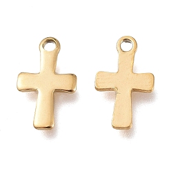Golden Ion Plating(IP) 304 Stainless Steel Tiny Cross Charms, Golden, 12x7x1mm, Hole: 1.2mm