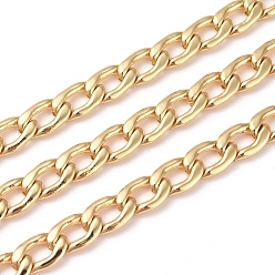 Real 18K Gold Plated Brass Curb Chains, Cuban Link Chains, Chunky Chains, Soldered, Long-Lasting Plated, with Spool, Real 18K Gold Plated, 9x6x1.5mm, about 16.4 Feet(5m)/roll