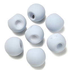 Light Steel Blue Rubberized Acrylic Beads, Round, Top Drilled, Light Steel Blue, 18x18x18mm, Hole: 3mm
