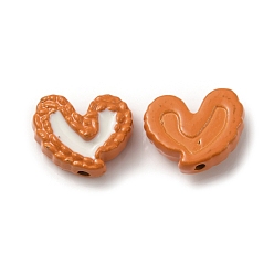 Шоколадный Эмалевые шарики из сплава, окрашенные распылением, сердце, цвет шоколада, 9.5x11.5x4 мм, отверстие : 1.5 мм