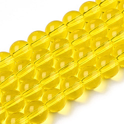 Золотистый Прозрачные стеклянные бусины, круглые, золотые, 8~8.5 мм, отверстие : 1.5 мм, около 51~53 шт / нитка, 14.96 дюйм ~ 15.55 дюйм (38~39.7 см)