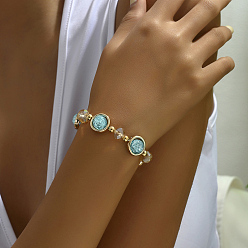  Модный эластичный браслет из сплава и потрескивающего стекла с цветочным мотивом «Дружба» для путешествующих женщин, реальный 14 k позолоченный