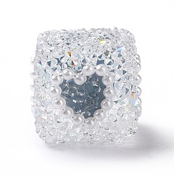 Slate Gray Acrylic Beads, No Hole/Undrilled, Cube with Heart, Slate Gray, 18x17x18mm