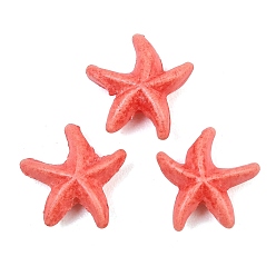 Red Vintage Handmade Porcelain Beads, Fancy Antique Glazed Porcelain, Starfish, Red, 14x13.5x5mm, Hole: 1.2mm