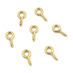 Real 18K Gold Plated Brass Peg Bails, Screw Eye Peg Bails, Real 18K Gold Plated, 8x4x1mm, Hole: 2mm, Pin: 1.2mm