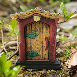 Goldenrod Wood Elf Fairy Door Figurines Ornaments, for Garden Courtyard Tree Decoration, Goldenrod, 100x10mm
