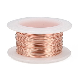 Rose Gold Round Copper Jewelry Wire, Lead Free & Cadmium Free & Nickel Free, Long-Lasting Plated, with Spool, Rose Gold, 26 Gauge, 0.4mm, about 32.8 Feet(10m)/roll