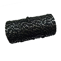 Черный Двухцветные хлопковые нити, макраме шнур, декоративные нитки, для поделок ремесел, упаковка подарков и изготовление ювелирных изделий, чёрные, 2 мм, около 109.36 ярдов (100 м) / рулон