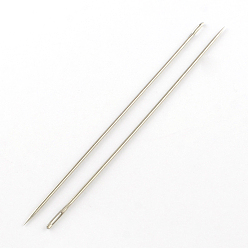 Platinum Iron Beading Needles Pins, Platinum, 55x0.5mm, Hole: 0.5x1.5mm