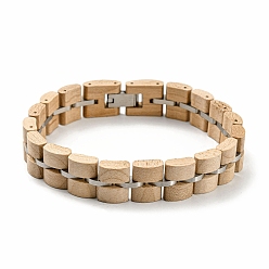 Blanched Almond Wooden Watch Band Bracelets for Women Men, with 304 Stainless Steel Clasp, Blanched Almond, 9-7/8 inch(25cm).