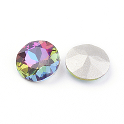 Volcano Pointed Back & Back Plated Glass Rhinestone Cabochons, Grade A, Faceted, Flat Round, Volcano, 10x5mm