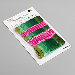 green embroidery thread Blister card loaded handmade cross stitch thread polyester thread gradient color handmade accessories 8 meters / piece DIY two-color embroidery thread