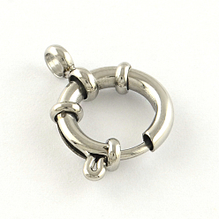 Stainless Steel Color 304 Stainless Steel Spring Ring Clasps, Stainless Steel Color, 17x3mm, Hole: 3mm