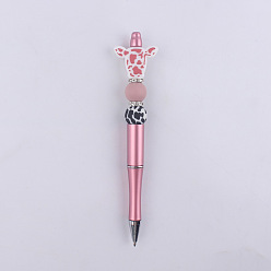 Flamingo Plastic Ball-Point Pen, Beadable Pen, for DIY Personalized Pen with Silicone Cow Beads, Flamingo, 150mm