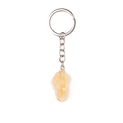 Citrine Raw Rough Natural Citrine Pendant Keychains, Nuggets Healing Stone Keychains, Nuggets: 3~4cm