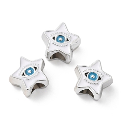 White CCB Plastic European Beads, Large Hole Beads, Star with Evil Eyes, White, 11.5x12.5x7.5mm, Hole: 5mm