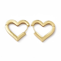 Real 18K Gold Plated Rack Plating Brass Heart Hoop Earrings for Women, Real 18K Gold Plated, 26x26x3mm, Pin: 0.8mm