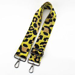 Yellow Leopard Print Pattern Polyester Adjustable Wide Shoulder Strap, with Swivel Clasps, for Bag Replacement Accessories, Gunmetal, Yellow, 80~130x5cm