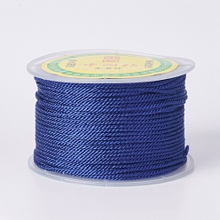 Dark Blue Round Polyester Cords, Milan Cords/Twisted Cords, Dark Blue, 1.5~2mm, 50yards/roll(150 feet/roll)