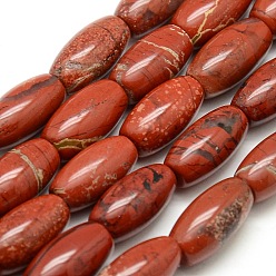 Red Jasper Oval Natural Red Jasper Beads Strands, 12x6mm, Hole: 1mm, about 32pcs/strand, 16.1 inch