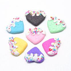 Mixed Color Handmade Polymer Clay Cabochons, Heart, Mixed Color, 20~21x22~24x4~6mm