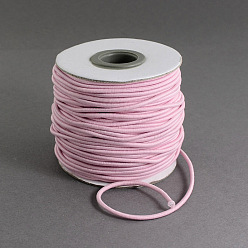 Pink Round Elastic Cord, with Nylon Outside and Rubber Inside, Pink, 2mm, about 43.74 yards(40m)/roll