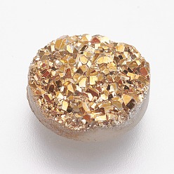 Goldenrod Resin Imitation Druzy Quartz Cabochons, Flat Round, Goldenrod, 10x3~4mm