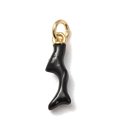 Noir En laiton avec pendentifs en émail, charmes en bois de cerf, crémaillère plaquage, plaqué longue durée, sans cadmium et sans plomb, réel 18 k plaqué or, noir, 18x5x3mm, Trou: 3mm