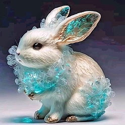 Rabbit Chinese Zodiac Signs DIY 5D Diamond Painting Kits, including Resin Rhinestones, Diamond Sticky Pen, Tray Plate and Glue Clay, Rabbit, 300x300mm
