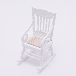 White Natural Wood Home Decorations, with Cotton Rope, Rocking Chair, White, 42x52x102mm