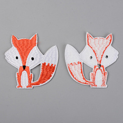 Orange Red Computerized Embroidery Cloth Iron on/Sew on Patches, Appliques, Costume Accessories, Fox, Orange Red, 65x63x1.5mm
