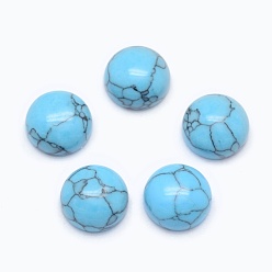 Synthetic Turquoise Synthetic Turquoise Cabochons, Flat Round, 8x3~4mm