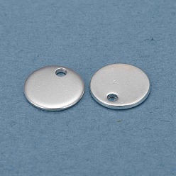 Silver 304 Stainless Steel Charms, Stamping Blank Tag, Flat Round, Silver, 8x0.8mm, Hole: 1.2mm