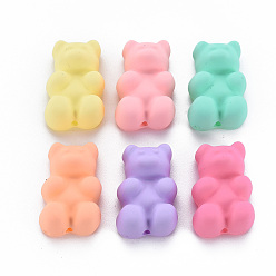 Mixed Color Opaque Spray Painted Acrylic Beads, Bear, Mixed Color, 20x13x9mm, Hole: 1.8mm