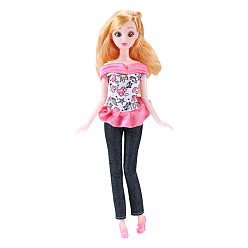 Colorful Off Shoulder Top & Jeans Cloth Doll Outfits, Casual Wear Clothes Set, for 11 inch Girl Doll Party Dressing Accessories, Colorful, 150mm