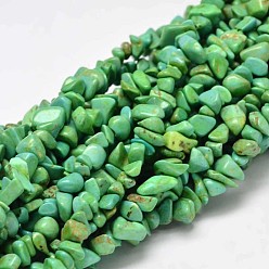 Lime Green Chip Dyed & Heated Natural Magnesite Bead Strands, Lime Green, 5~14x5~10mm, Hole: 1mm, about 33.85 inch