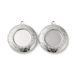Платина Подвески латуни медальон, фото прелести рамка для ожерелья, долговечный, без кадмия, без никеля и без свинца, плоско-круглые, платина, 35.5x32.5x6 мм, отверстие : 2.1 мм, внутренний диаметр: 20 мм