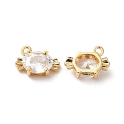 Real 18K Gold Plated Clear Glass Charms, with Brass Findings, Candy, Real 18K Gold Plated, 8.5x12x5mm, Hole: 1.2mm