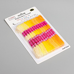 yellow embroidery thread Blister card loaded handmade cross stitch thread polyester thread gradient color handmade accessories 8 meters / piece DIY two-color embroidery thread