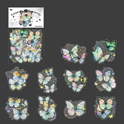 Pale Turquoise 20Pcs 10 Styles Butterfly Waterproof PET Plastic Self-Adhesive Decorative Stickers, for Scrapbooking, Travel Diary Craft, Pale Turquoise, Packing: 140x80x4mm, 2pcs/style