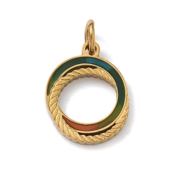 Золотой 304 нержавеющей стальной эмали подвески, кольцо прелести, золотые, 17.5x14x2 мм, Перейти кольцо: 6x1 мм, внутренний диаметр: 3.5 мм