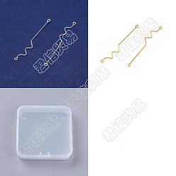 Золотой & Серебряный 60шт. 2 цвета латунные серьги двухсторонние штифты с ушком, золотой и серебряный, 18 датчик, 51.2x6x1 мм, 30 шт / цвет