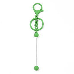 Lime Green Spray Painted Alloy Bar Beadable Keychain for Jewelry Making DIY Crafts, with Alloy Lobster Clasps and Iron Ring, Lime Green, 15.5~15.8cm