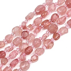 Quartz Fraise Naturel de fraise de quartz brins de perles, nuggets, Grade a, 6~10x6~8.5x3.5~5.5mm, Trou: 0.8mm, Environ 43~49 pcs/chapelet, 15.75'' (40 cm)